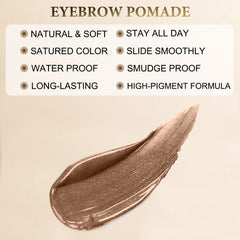 LAVONE pomade texture closeup demonstrating smooth, pigmented coverage for full brows