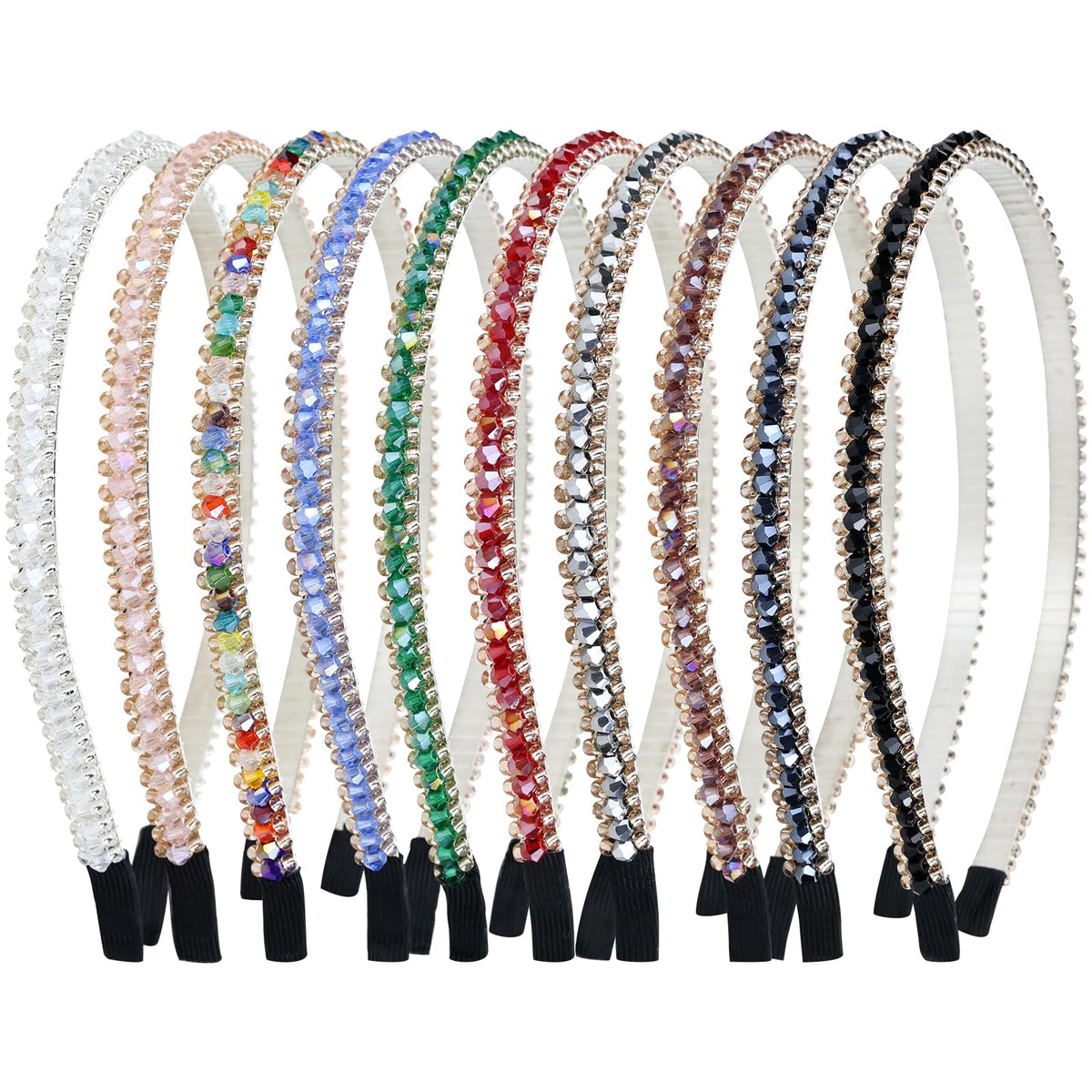 Lawie front pack view showing all ten colorful headbands and variety