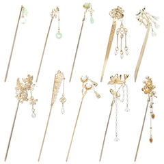 Lawie front packaging showing ten gold hair sticks and benefits of variety