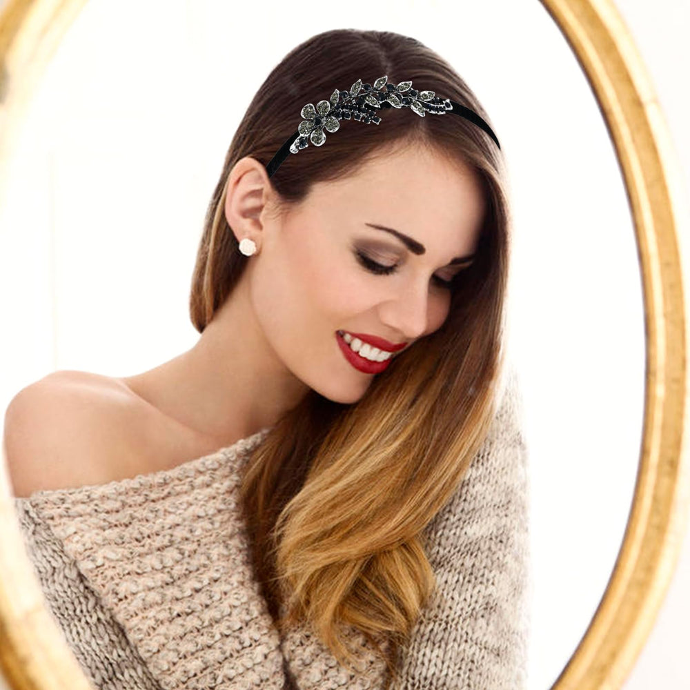 Lawie headband worn in styled hair offering tidy hold and glam benefit
