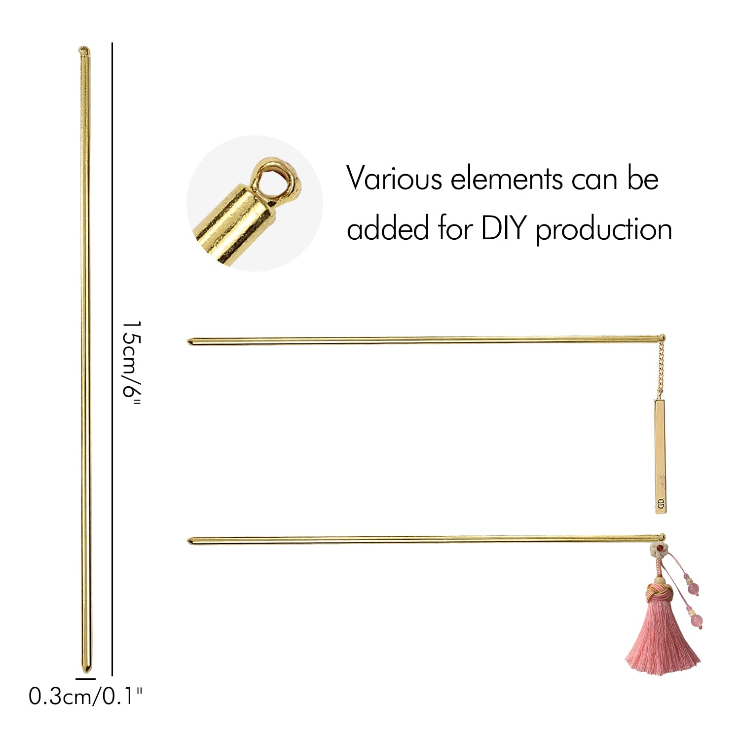 Lawie length comparison with ruler demonstrating 6 inch hair stick for deep hold