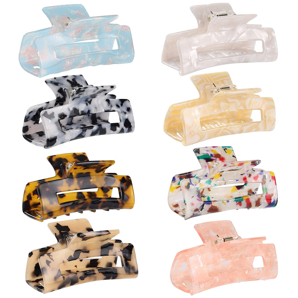 LAXIZAR front view of 8-pack clips showing mixed colors and stylish tortoise finish, easy styling