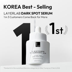 LAYERLAB bottle staged with moisturizer and sunscreen to show routine pairing