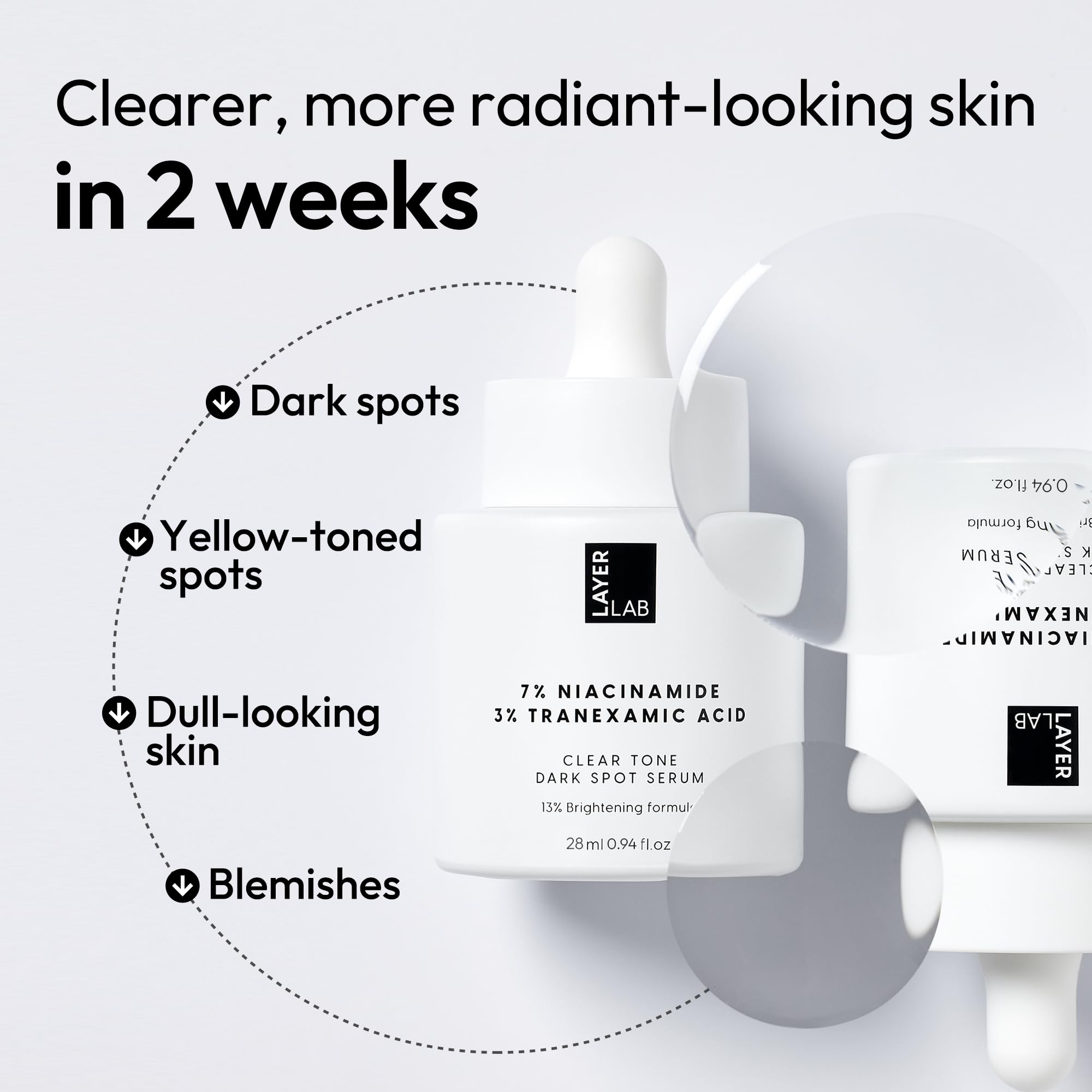 LAYERLAB serum on hand showing spreadability and quick penetration