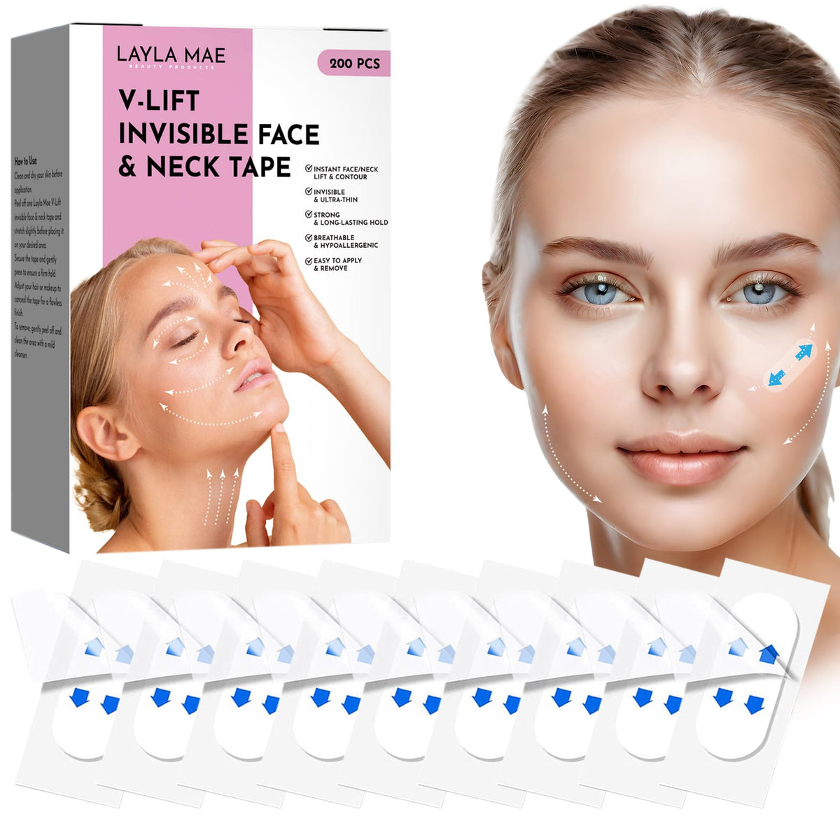 Layla Mae front packaging showing 200-piece value set and product branding benefit
