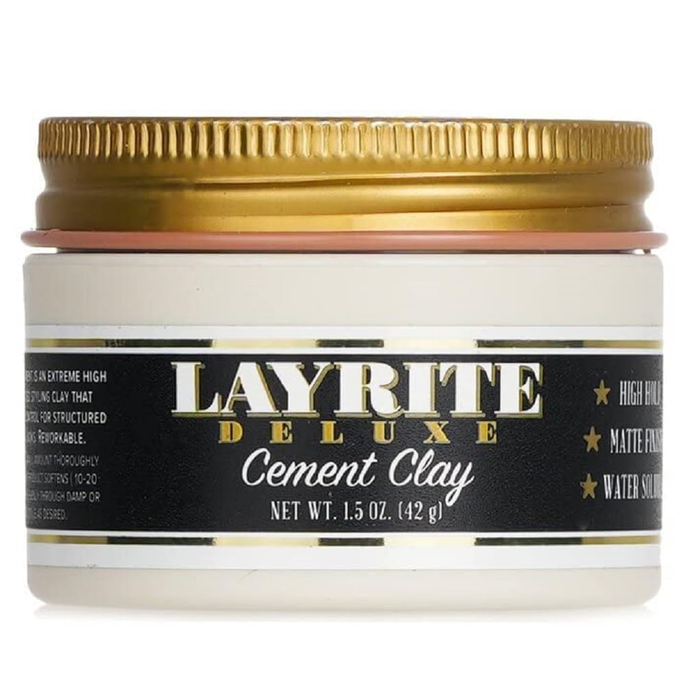 Layrite Deluxe Cement front jar view showing branding and compact size for travel