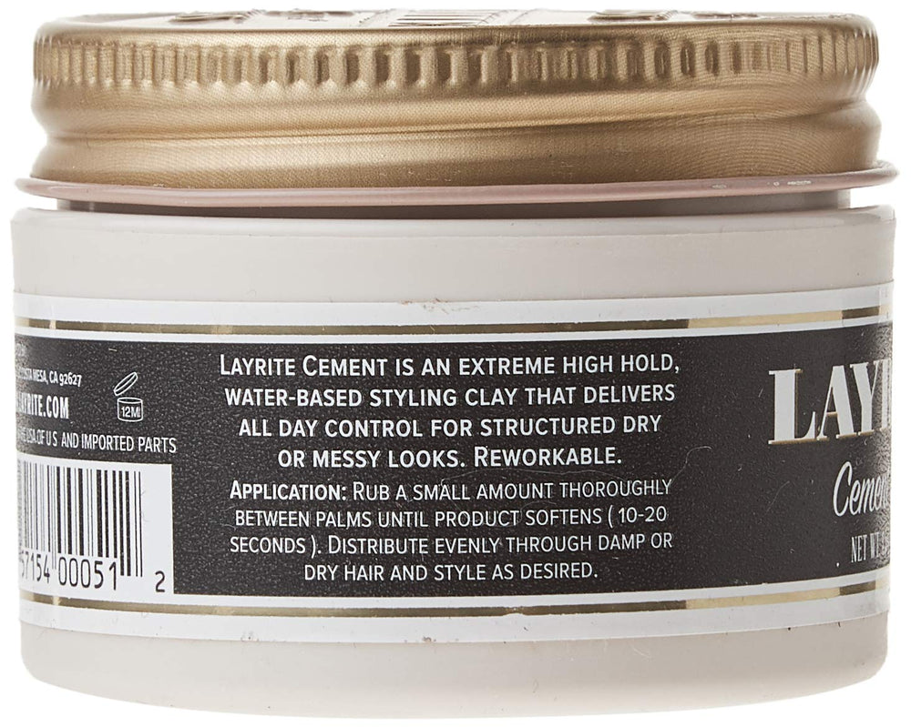 Layrite Deluxe Cement applied in hair demonstrating strong hold and natural finish