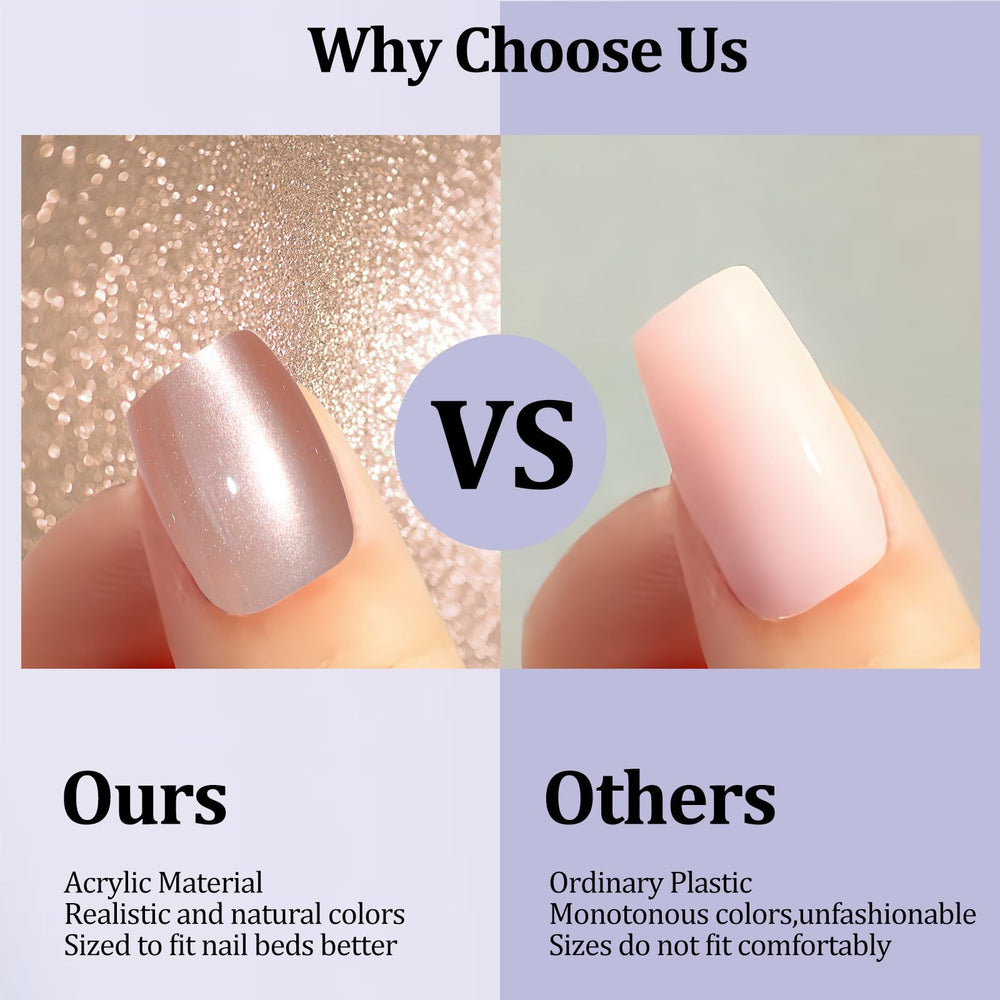 Laza applying nails with adhesive tabs for fast, no-glue styling benefit