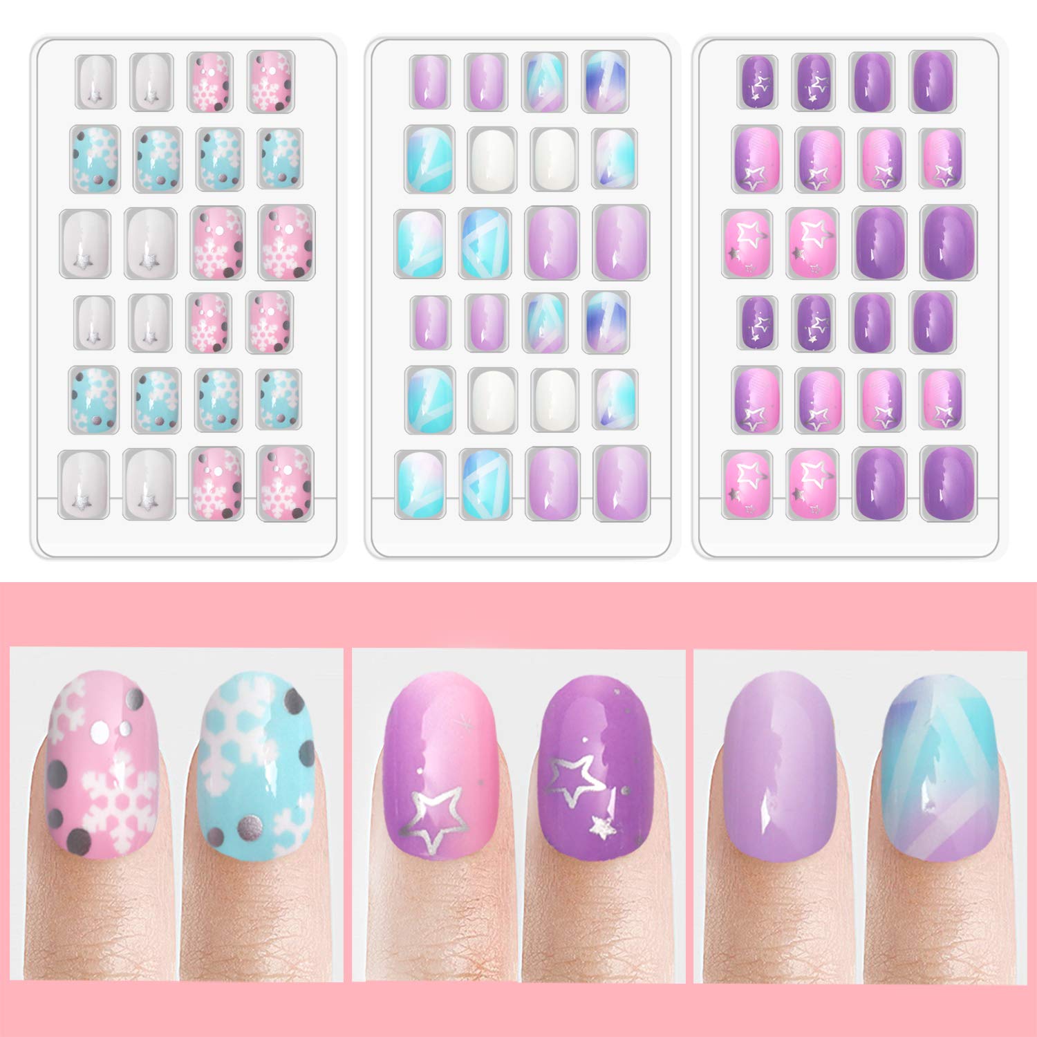 Laza rainbow gradient set of short full-cover tips, colorful options for kids