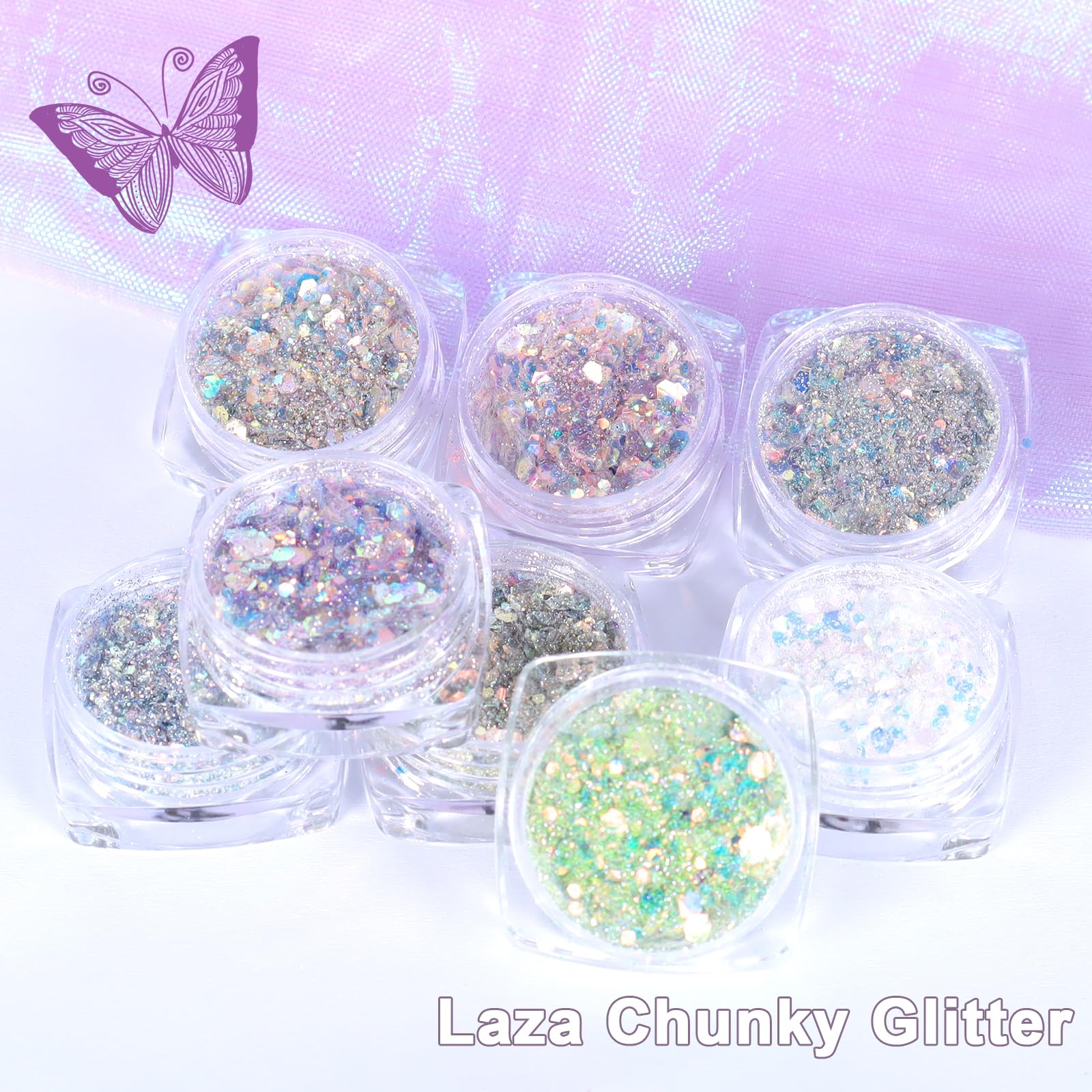Laza glitter used in festival makeup on model adding eye-catching sparkle