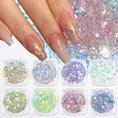 Laza front view showing eight sealed glitter jars and color variety benefit