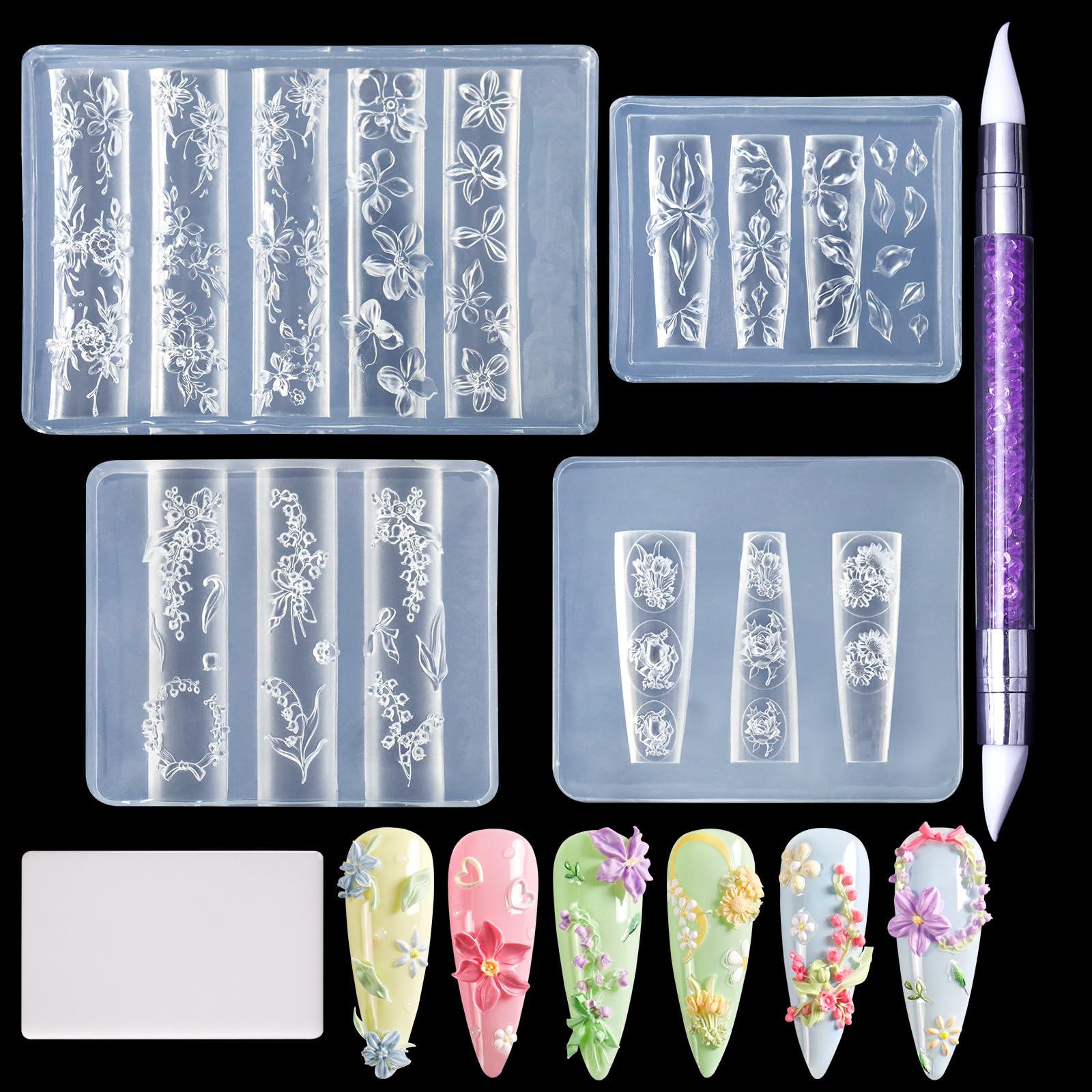 Laza front packaging showing 4 silicone flower molds and sculpture pen for easy crafting