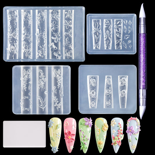 Laza front packaging showing 4 silicone flower molds and sculpture pen for easy crafting