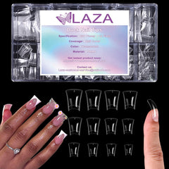 Laza front packaging showing 600pcs duck nail tips and tidy storage benefit