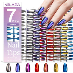Laza front packaging almond cat eye nails showing full kit and variety