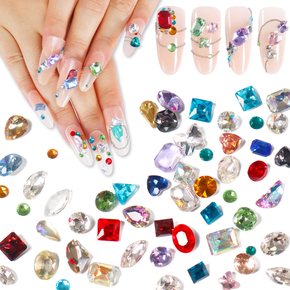 Laza packaging showing 400pcs colorful rhinestones and contents benefit visibility