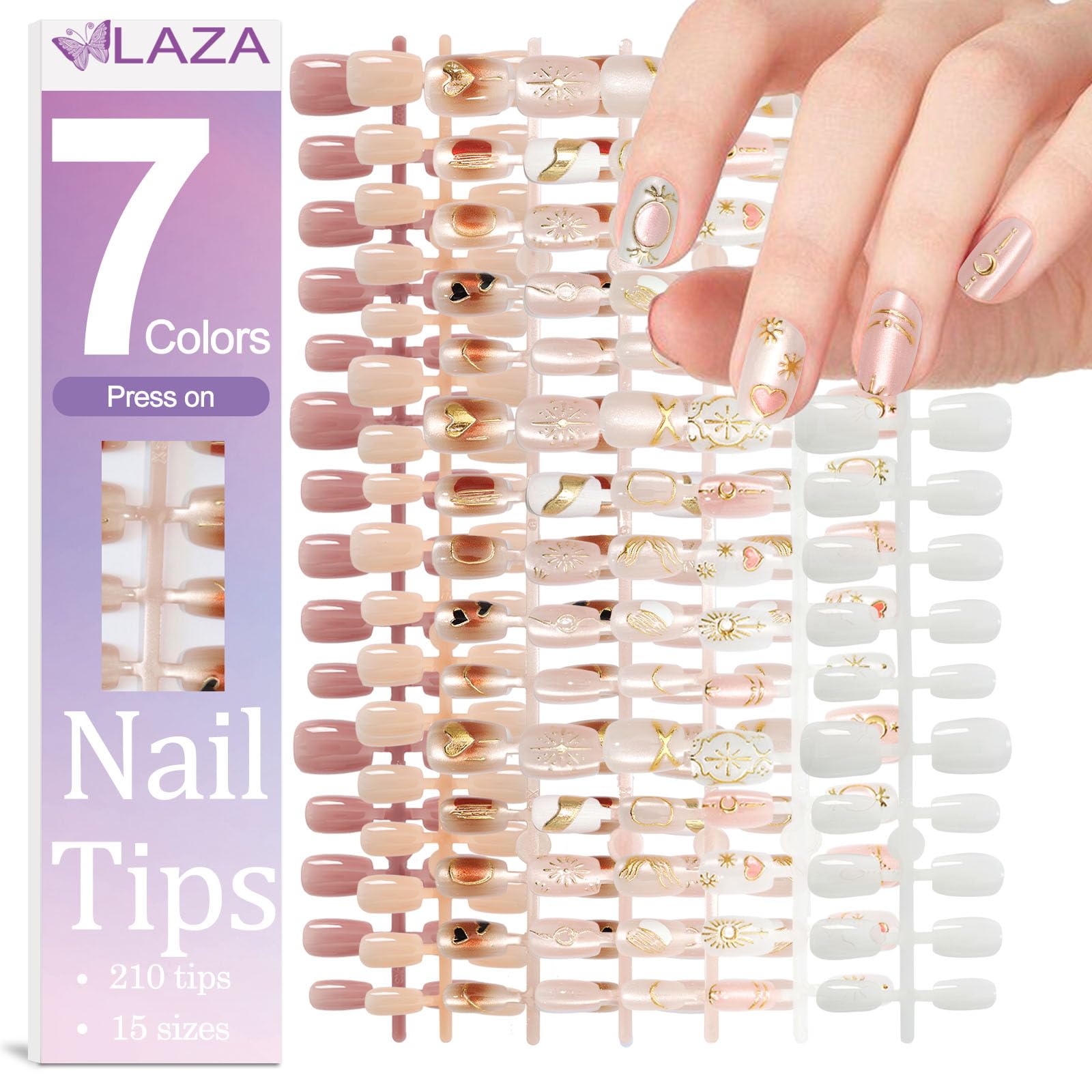 Laza front packaging displaying 210-piece nail set and variety