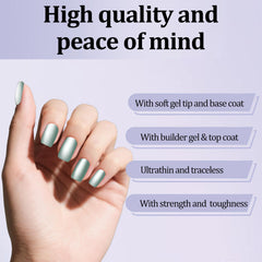 Laza nails on hand showing short square shape and natural look