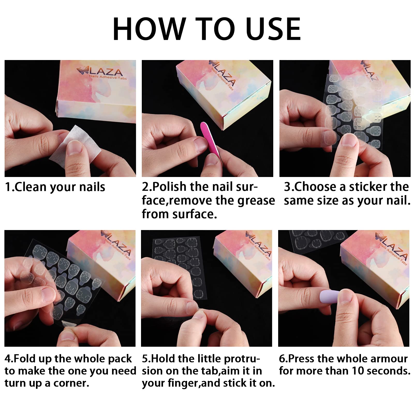 Lifestyle image of finished manicure using Laza tabs for neat salon look