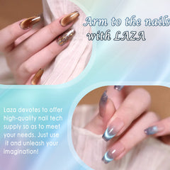 Laza manicure lifestyle shot on hands showing salon-grade holographic impact