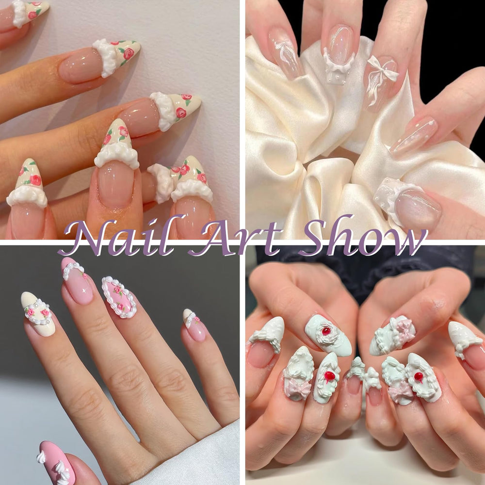 Laza finished nails with 3D charms applied, professional manicure look