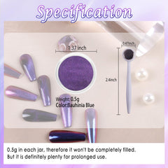 Laza nail swatches in red purple blue demonstrating shifting color payoff