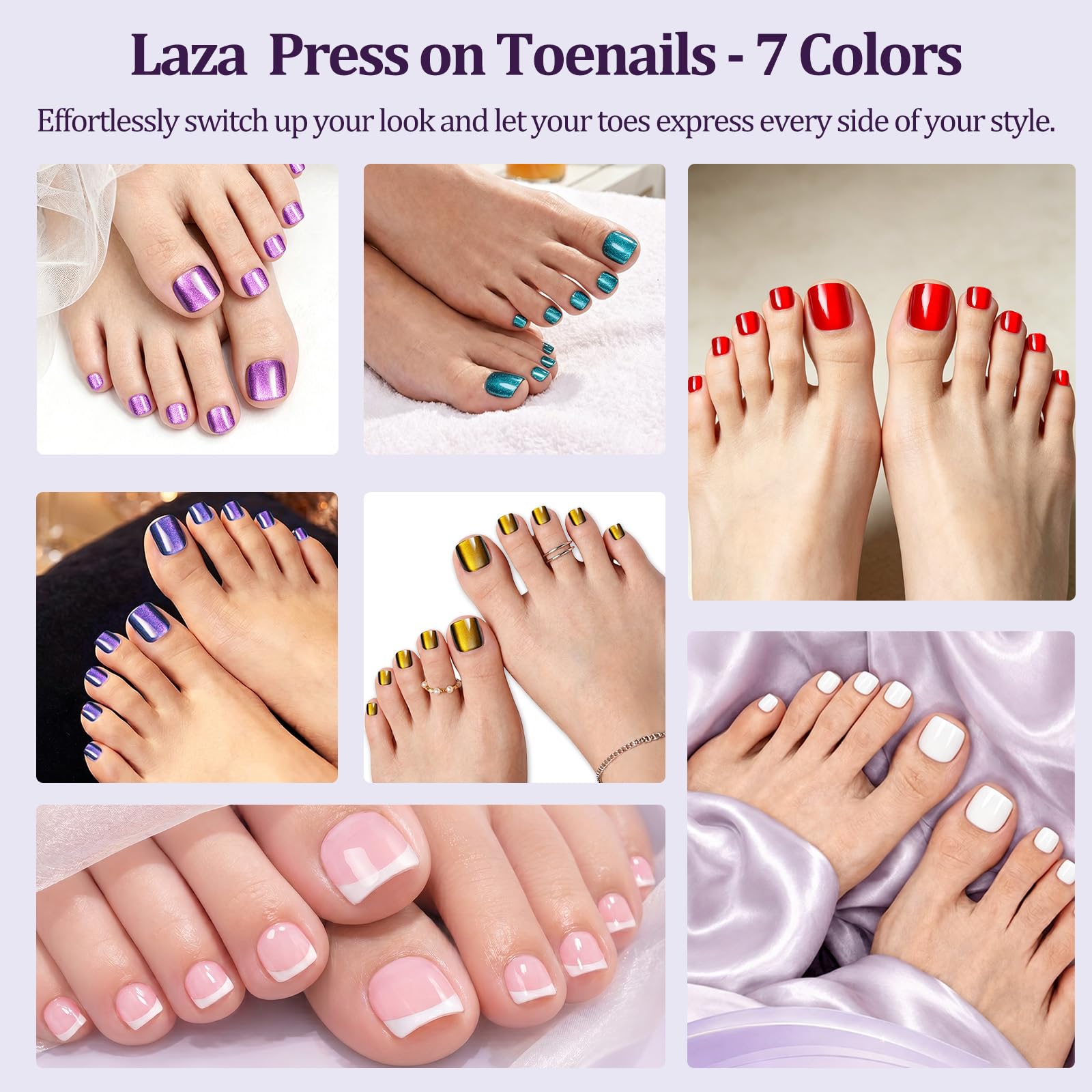 Laza size chart with sample nails illustrating 12 sizes for a precise fit