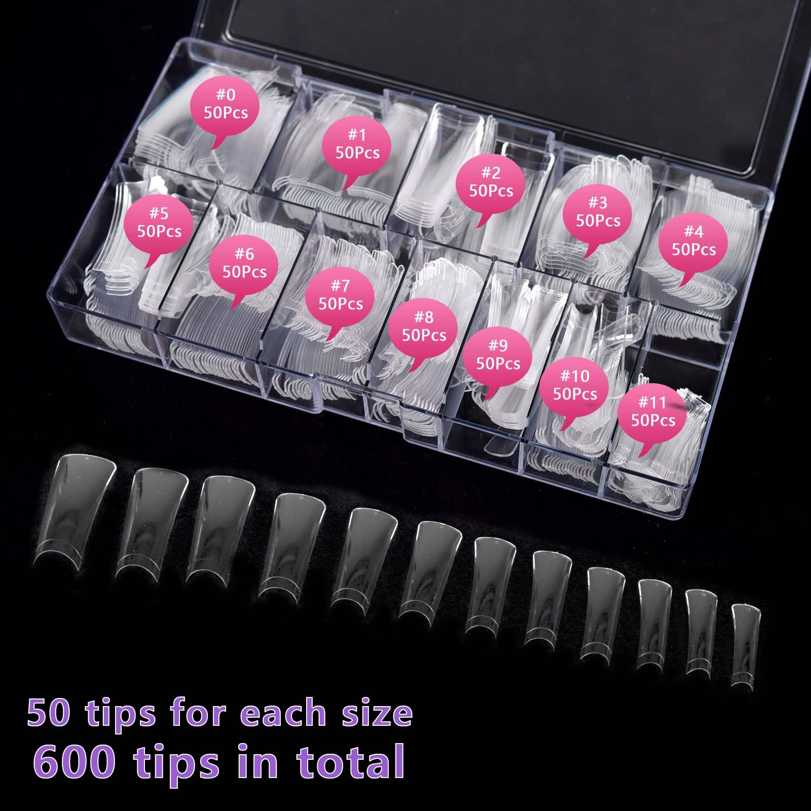 Laza size grid showing 50 tips per compartment for quick selection