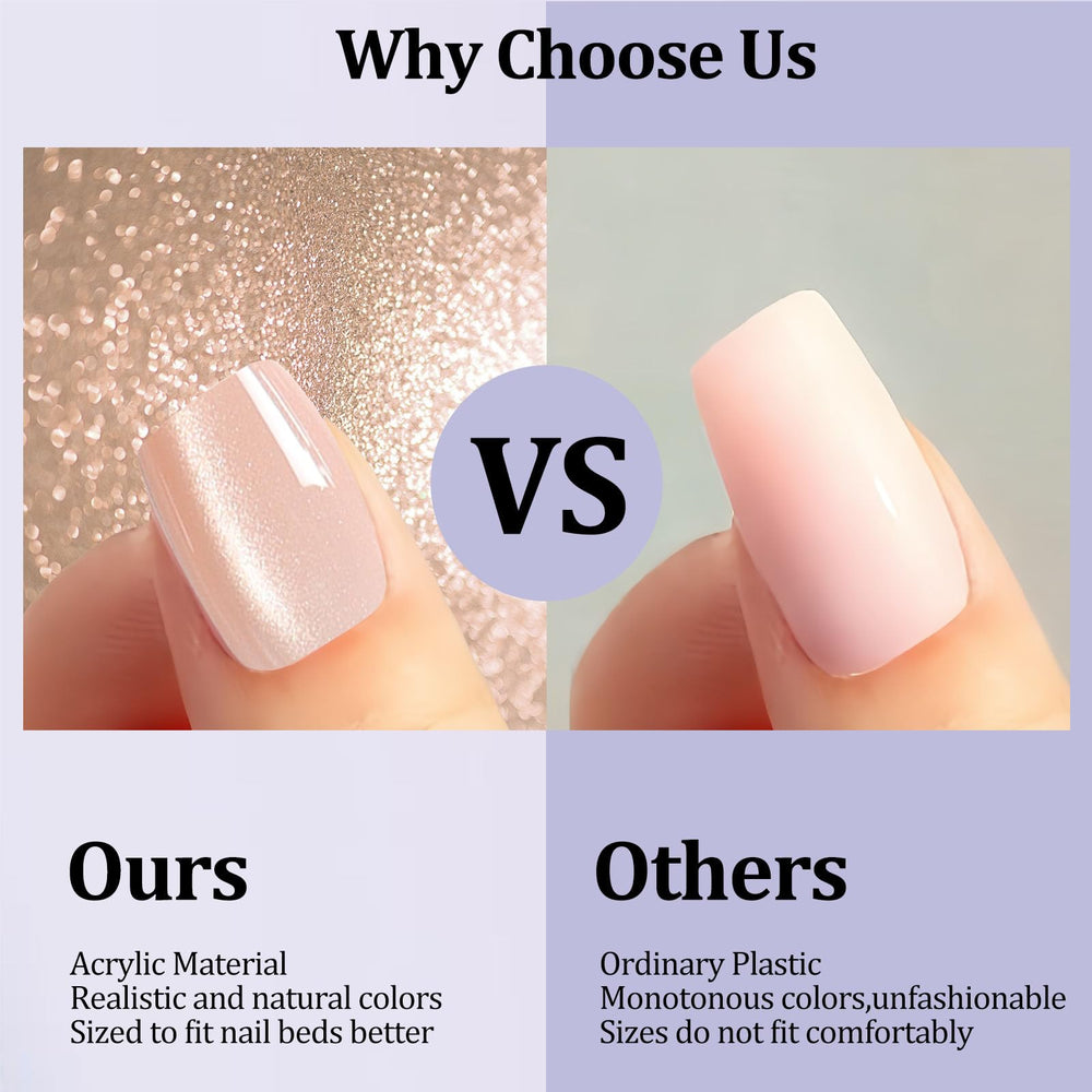 Laza spread of solid color nails showing nude, pink and bold red for versatility