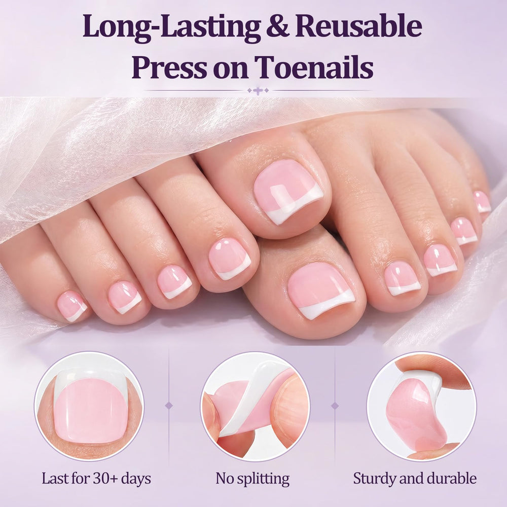 Laza solid white and pink-based French tips arranged to show contrast and elegance