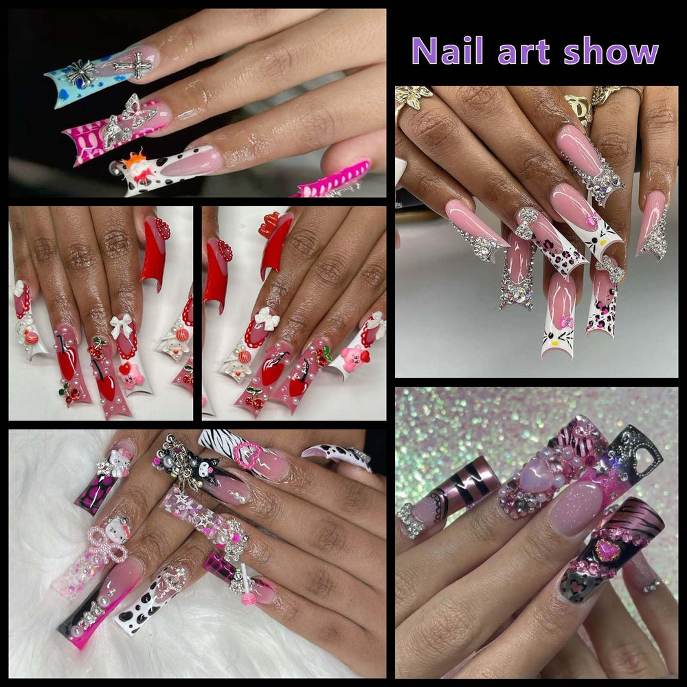 Laza styled French Y2K nail art showcasing spacious tips for decorations