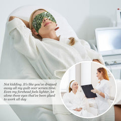 LazyGa mask worn by model providing soothing pressure and quick relief