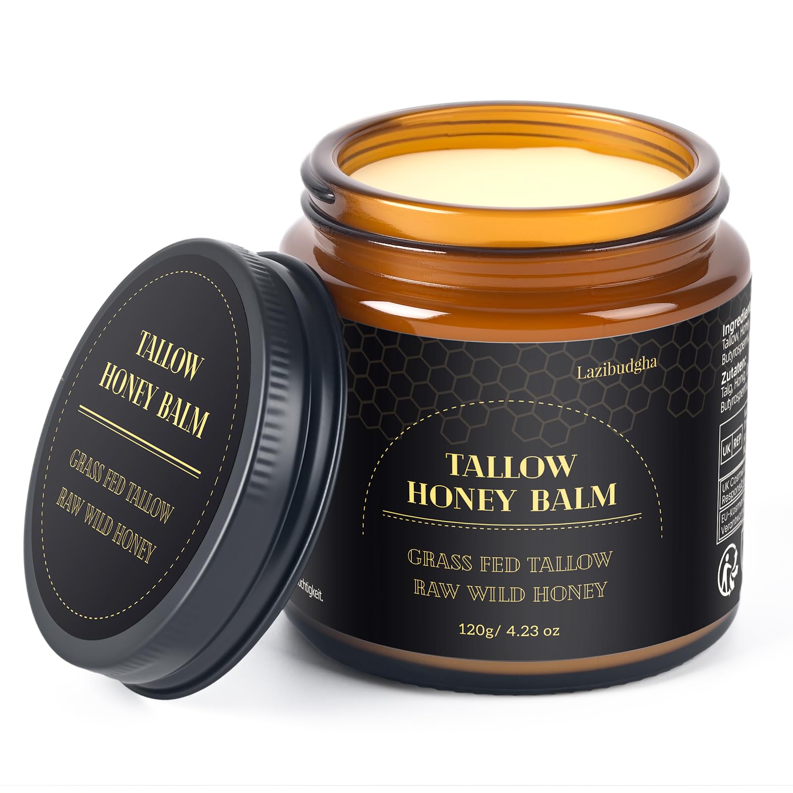 Lazibudgha jar front view showing nourishing balm
