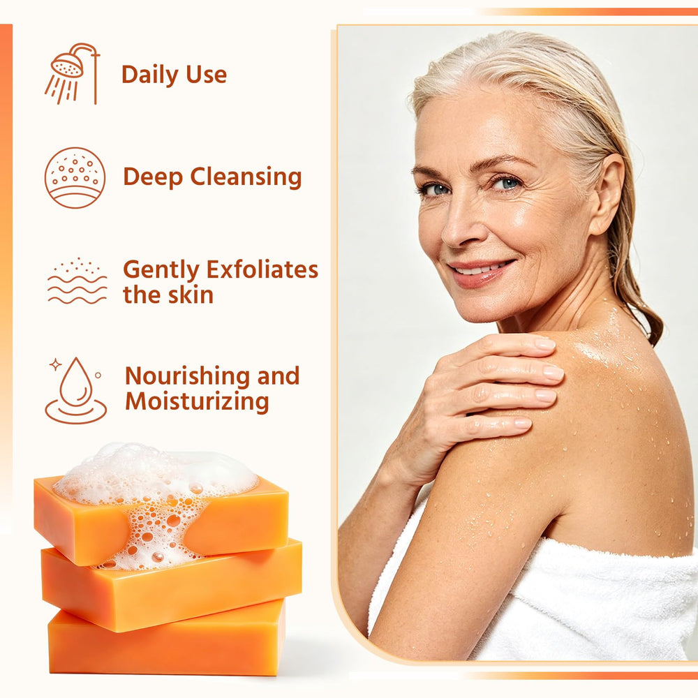 Close-up of Lazibudgha persimmon soap texture highlighting smooth, moisturizing finish