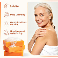 Close-up of Lazibudgha persimmon soap texture highlighting smooth, moisturizing finish
