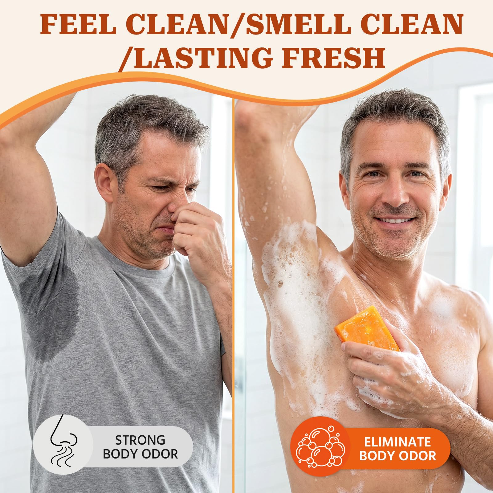 Lazibudgha persimmon soap resting on shower shelf showcasing daily-use convenience