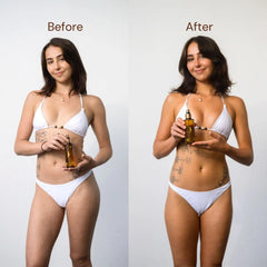 Lazy Tan applied with mitt on arm showing easy blending and smooth, natural colour