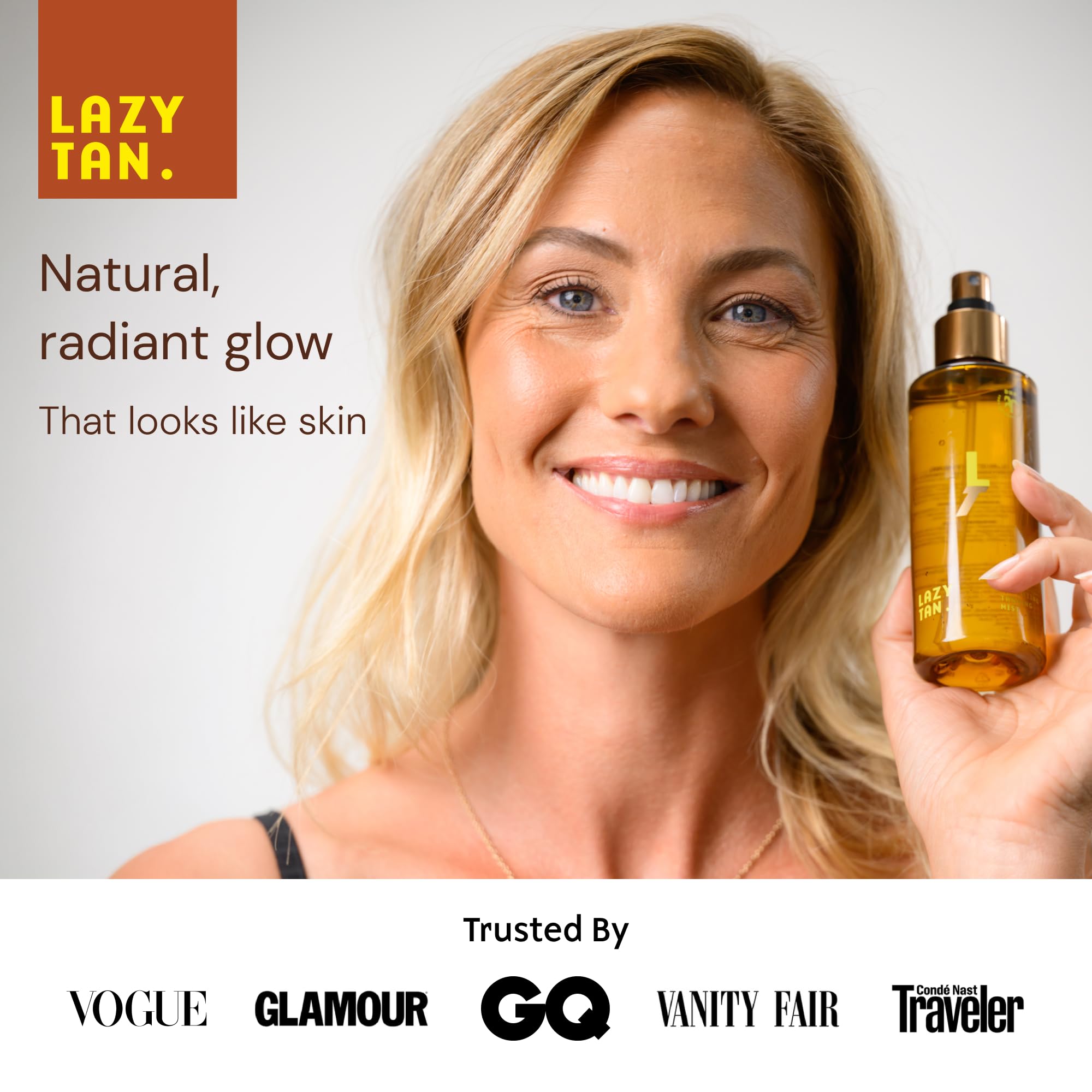 Lazy Tan close-up of product texture and droplets highlighting hydrating, non-sticky finish