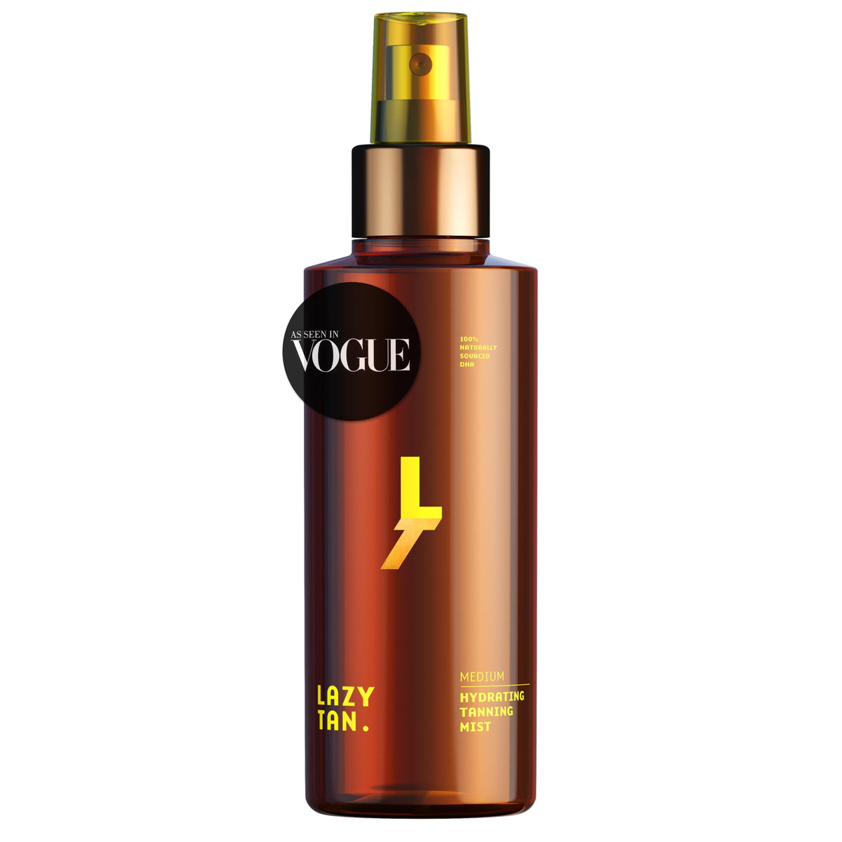 Lazy Tan front packaging showing label and spray bottle, clear branding and benefit