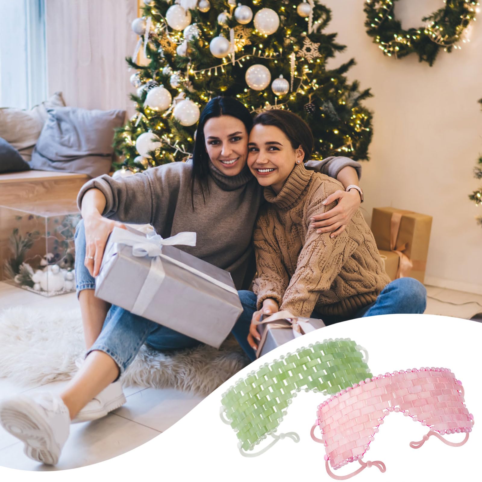 LazyGa eye mask on pillow in bedroom scene promoting restful pre-sleep routine
