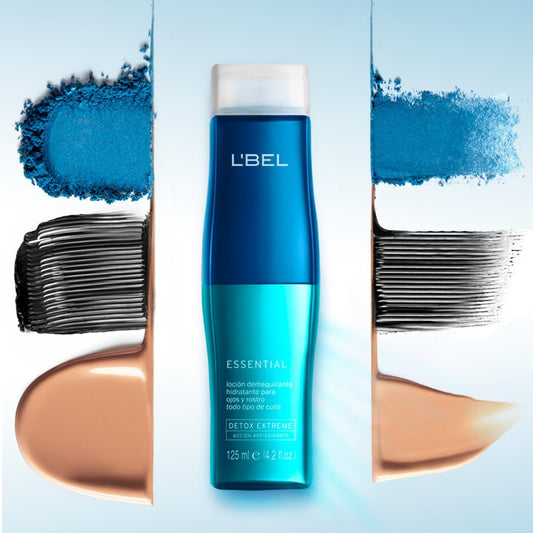 L'Bel biphasic texture close-up showing oil and water layers for effective removal
