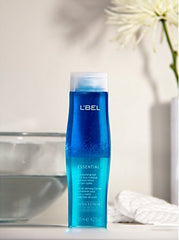 L'Bel on vanity next to skincare items suggesting simple nightly routine