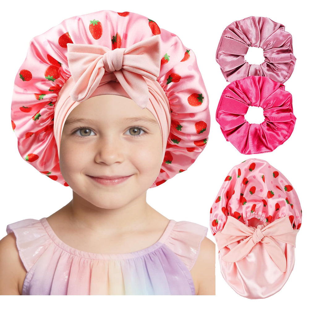 LBYLUS pink strawberry bonnet front view showing playful pattern and protection