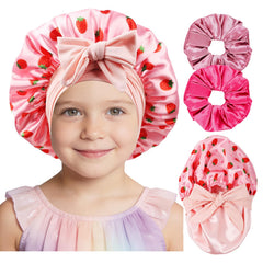 LBYLUS pink strawberry bonnet front view showing playful pattern and protection