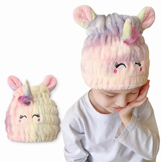 LCBD unicorn cap front view showing cute shape and quick absorbency
