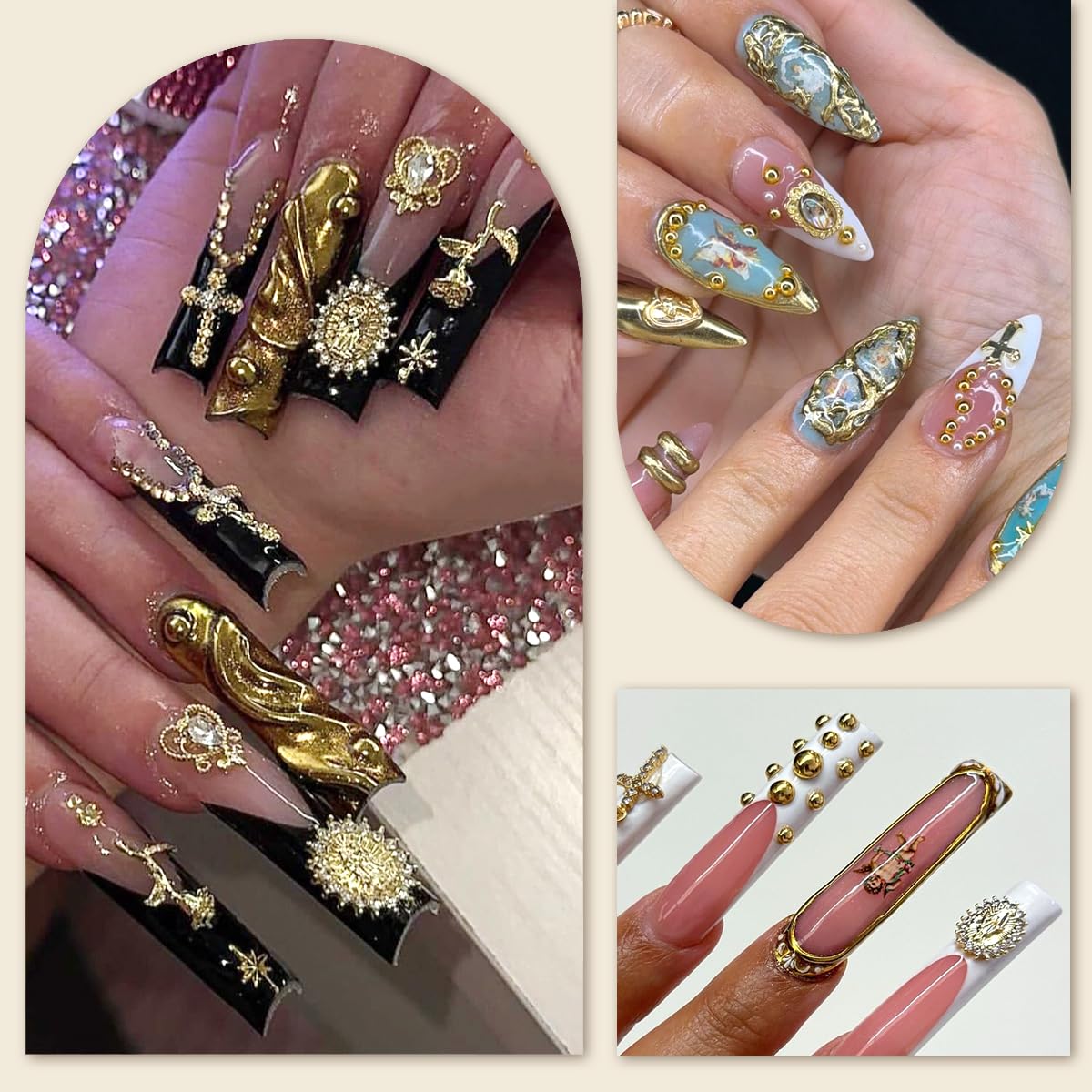 LCiclly charms applied on manicured nails illustrating how kit elevates looks