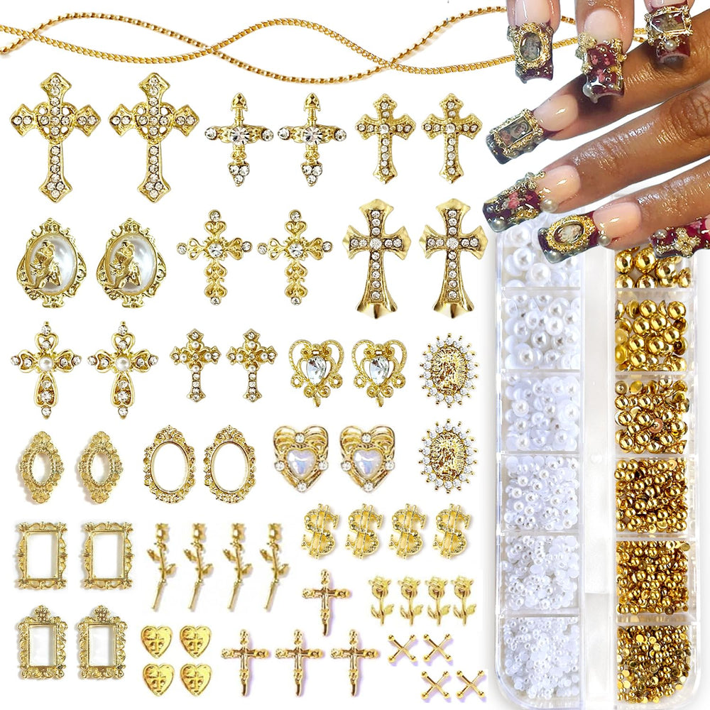 LCiclly front packaging showing gold charm assortment and pearls, displays kit convenience