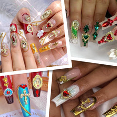 LCiclly charms applied on acrylic nails demonstrating elevated 3D manicure look