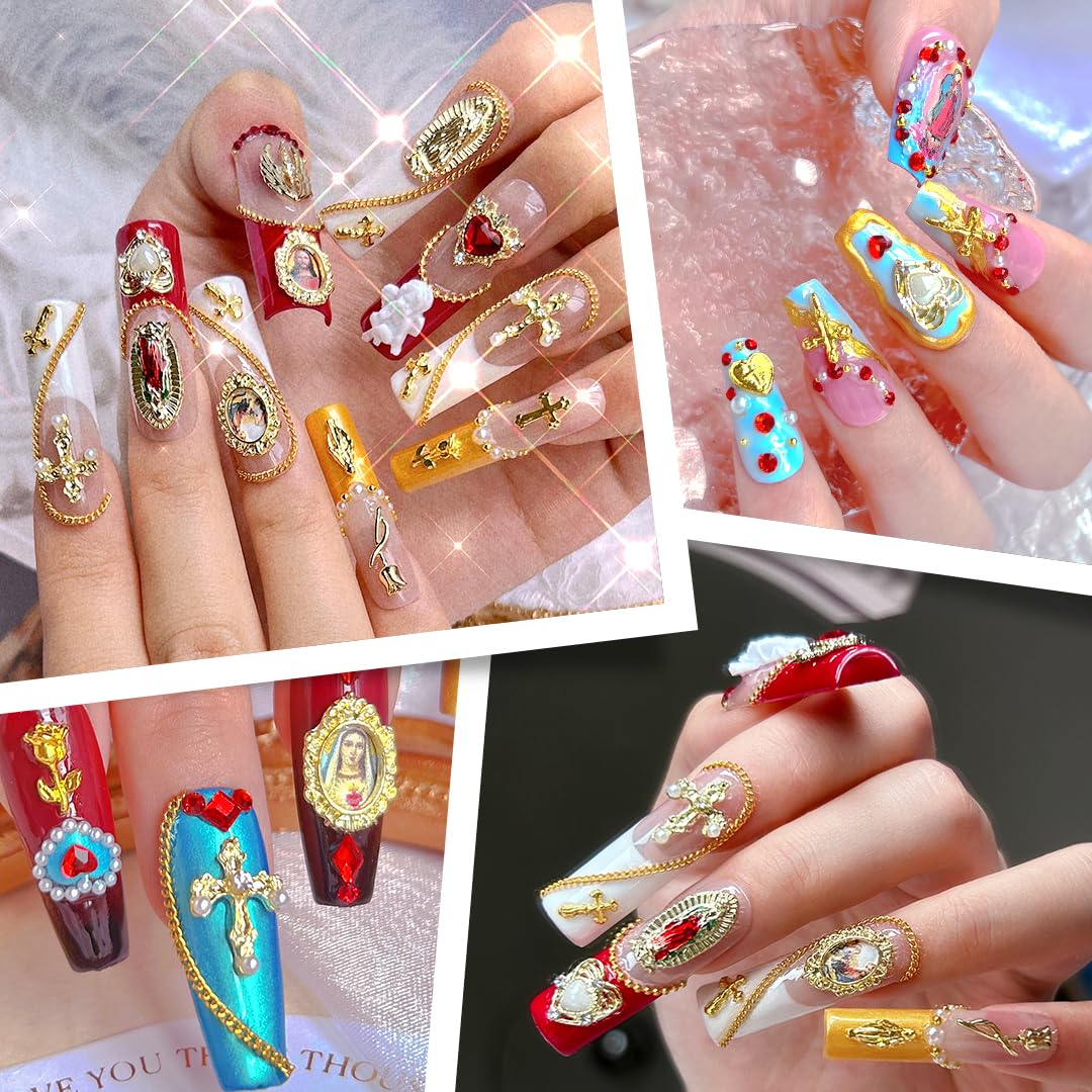 LCiclly flatlay of gold crosses and hearts demonstrating versatile mixing options