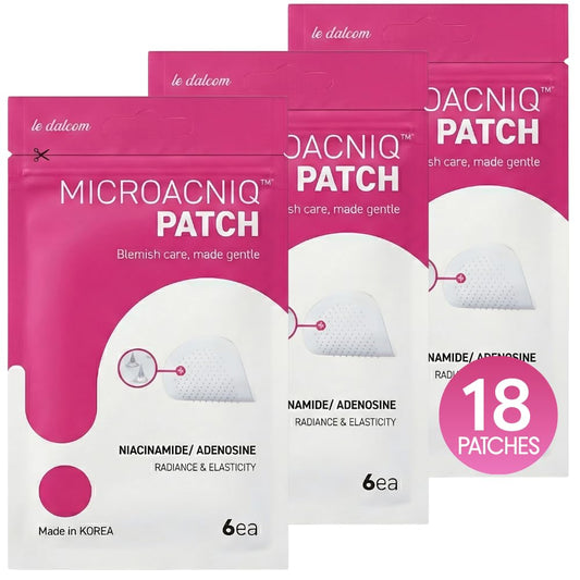 le dalcom front pouch showing product branding and benefit of targeted care